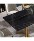 Фото #7 товара 63" Modern Artificial Stone Black Straight Edge Golden Metal Leg Dining Table -6 People