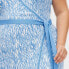 Women's Collared Sleeveless Sea Twig Blue Sweaterknit Midi Wrap Dress - DVF