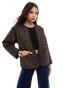 Фото #1 товара ASOS DESIGN cotton quilted jacket in brown leopard print