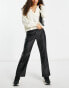 Фото #4 товара Vero Moda Petite leather look high waisted straight leg trousers in black