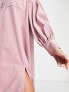 Фото #3 товара ASOS DESIGN cord oversized maxi shirt dress with splits in pink