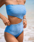 Women's Periwinkle Square Neck Asymmetrical Cutout Convertible One-Piece