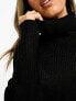 Vila high neck knitted jumper with sleeve detail in black