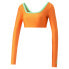 Фото #1 товара Puma Lipa X Cropped Scoop Neck Long Sleeve T-Shirt Womens Orange Casual Tops 536