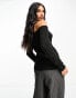 Фото #2 товара ASOS DESIGN asymmetric jumper with button through detail in black