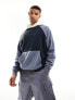 Фото #1 товара ASOS DESIGN oversized hoodie with blocking in denim blue polar fleece