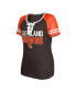 ფოტო #2 პროდუქტის Women's Brown Cleveland Browns Raglan Lace-Up T-shirt