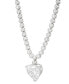 Cubic Zirconia Heart & Bezel-Set 18" Pendant Necklace in Sterling Silver