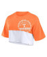 Фото #2 товара Women's Orange/White Tennessee Volunteers Oversized Badge Colorblock Cropped T-Shirt