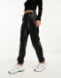 Фото #1 товара Stradivarius faux leather jogger in black