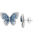 ფოტო #1 პროდუქტის Denim Ombré (1-3/4 ct. t.w.) & White Sapphire (1/2 ct. t.w.) Butterfly Stud Earrings in 14k White Gold