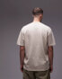 Topman oversized fit t-shirt with bird embroidery in stone