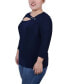 Фото #3 товара Plus Size 3/4 Sleeve Cutout Top