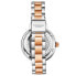 ფოტო #3 პროდუქტის Women's Quartz Crystal Studded Rose Case , Silver Dial, Rose Hands and Markers Two Tone rose link bracelet Watch