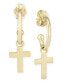ფოტო #1 პროდუქტის Dangle Cross Hoop Earrings in 14k Gold