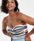 Фото #7 товара Women's Striped Twist-Front Bandeau One-Piece Swimsuit