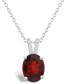 ფოტო #1 პროდუქტის Women's Garnet (3-1/10 ct.t.w.) and Diamond Accent Pendant Necklace in Sterling Silver