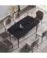 Фото #1 товара 63" Modern Artificial Stone Black Curved Metal Leg Dining Table -6 People
