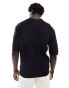 GANT open collar knit polo in black