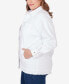 Фото #3 товара Plus Size Snap Front Twill Jacket with Fringe Trim