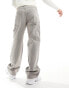 Weekday Sphere low waist relaxed carpenter jeans in grey wash Verwaschenes Grau, W33 - фото #3