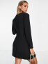 ASOS DESIGN nipped in waist long sleeve mini dress in black