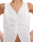 Brave Soul lace trim button up vest in white