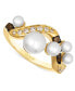 ფოტო #1 პროდუქტის Vanilla Pearls (3-7mm) & Diamond (1/3 ct. t.w.) Swoop Ring in 14k Gold