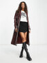 Pimkie vinyl longline coat with tie detail in bordeaux