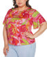 Фото #3 товара Black Label Plus Size Abstract Floral Cutout Detail Top