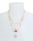 Фото #3 товара Betsey Johnson faux Stone Heart Charm Layered Necklace