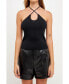 Фото #2 товара Women's Crossover Skinny Rib Knit Top