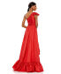 Women's Bow One Shoulder Ruffle Asymmetrical Hem Gown