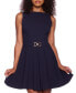 ფოტო #3 პროდუქტის Juniors' Sleeveless Belted Pleated Dress