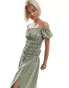 Фото #2 товара Reclaimed Vintage shirred waist maxi dress in washed khaki