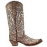 Фото #1 товара Corral Boots Glitter TooledInlay Snip Toe Cowboy Womens Brown Dress Boots C3331