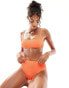 Фото #4 товара Cotton On straight crop bralette bikini top in orange crinkle