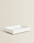 White earthenware bathroom soap dish