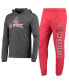 ფოტო #1 პროდუქტის Men's Red, Heather Charcoal NC State Wolfpack Meter Long Sleeve Hoodie T-shirt and Jogger Pajama Set