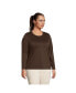 Фото #4 товара Plus Size Relaxed Supima Cotton Long Sleeve Crew Neck T-Shirt