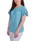 Фото #3 товара Petite Short Double Flutter Sleeve Swiss Dot Top