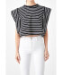 ფოტო #1 პროდუქტის Women's Stripe Drop Shoulder Cropped Top