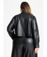 Фото #3 товара Women's Plus Size Cropped Faux Leather Jacket