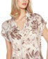 Women's Johnny Collar Brushed Floral Printed Top