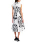 Women's Printed Fit & Flare Belted Midi Dress