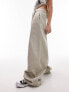 Topshop darted waist floor length wide leg trouser in beige