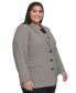 Фото #3 товара Plus Size Three-Button Houndstooth Blazer, First@Macy’s