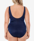 Фото #2 товара Plus Size Allover-Slimming Crossover One-Piece Swimsuit