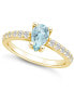 ფოტო #1 პროდუქტის Aquamarine (3/4 Ct. T.W.) and Diamond (1/3 Ct. T.W.) Ring in 14K Yellow Gold