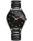 ფოტო #1 პროდუქტის Unisex Swiss Automatic True Diamond (1/8 ct. t.w.) Black Ceramic Bracelet Watch 40mm